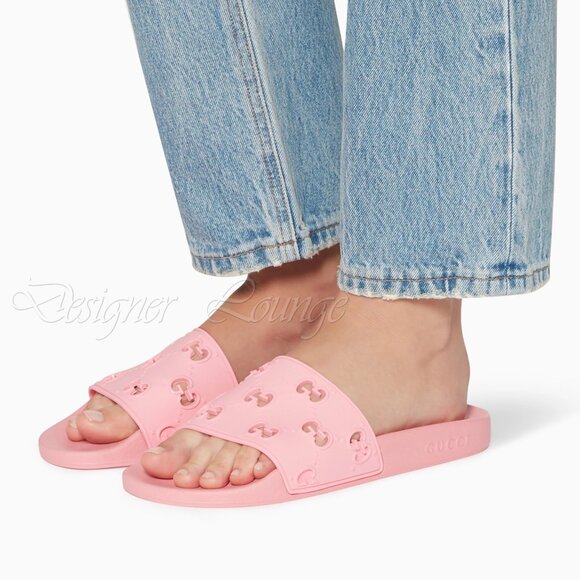 NEW GUCCI Pursuit GG Logo Rose Pink Pool Slide Sandals Women's Size EU 39 US 9 - Picture 7 of 12